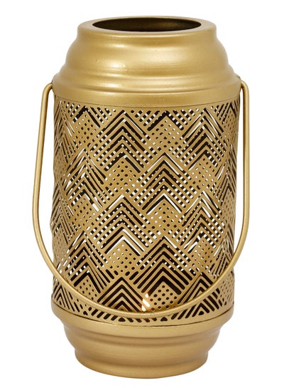 Buy Lantern Metal T-Light With Handle Small Gold 18x9.5cm in UAE