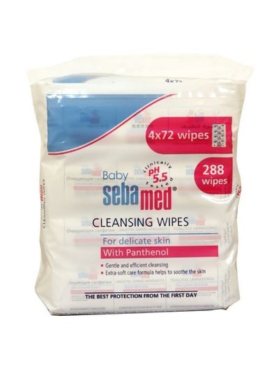 Buy Cleansing Wet Baby Wipes for Delicate Skin, Pack Of 4, 72x4, 288 Count in UAE