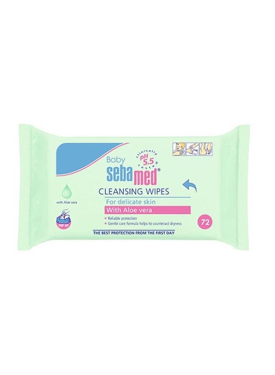 Buy Baby Cleansing Wet Wipes With Aloe Vera For Delicate Skin, 72 Wipes in UAE