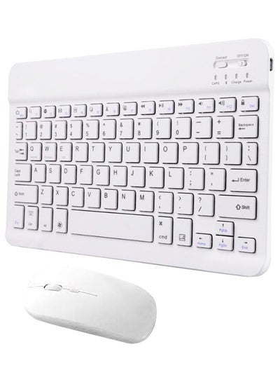 اشتري لوحة مفاتيح وماوس لاسلكيان للتابلت بتصميم رفيع للغاية أبيض في الامارات