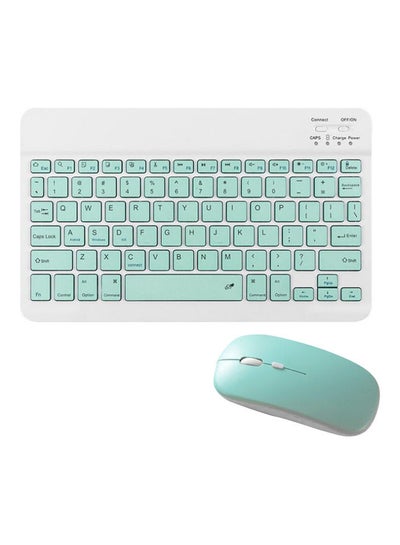 Buy Tablet Wireless Keyboard and Mouse Combo Ultra-slim Design Green in UAE