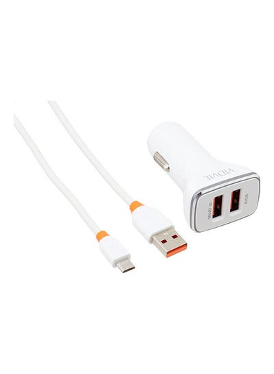 Buy 2.4A Fast Car Charger With Micro USB Cable White in Egypt
