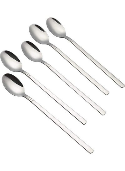 Buy Stainless Steel Long Handle Cocktail Stirring Spoon, Ice Tea Spoon, Set Of 12 Silver 7.6inch in Egypt