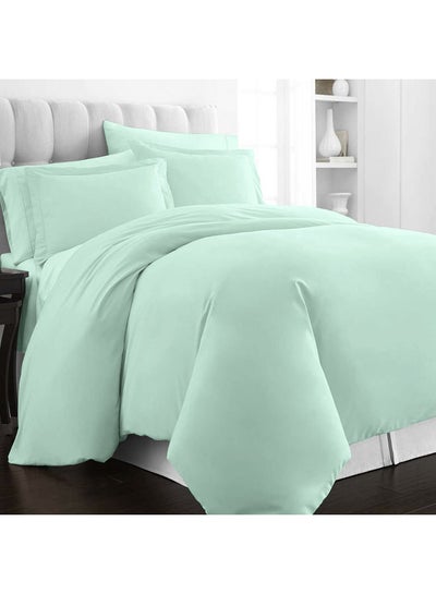 Buy 2-Piece 100% Long Staple 400 Thread Count Soft Sateen Weave Single Size Duvet Cover Set Includes 1xDuvet Cover 140x200 And 1xPillow Case 50x75+5 cm Cotton Light Green 140x200cm in UAE