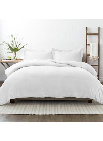 Buy 2-Piece 100% Long Staple 400 Thread Count Soft Sateen Weave Single Size Duvet Cover Sets Includes 1xDuvet Cover 160x210 And 1xPillow Case 50x75+5 cm Cotton White in UAE