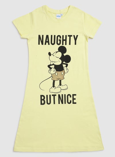 اشتري Mickey Mouse Dorm Printed T-Shirt Nightdress Yellow في السعودية