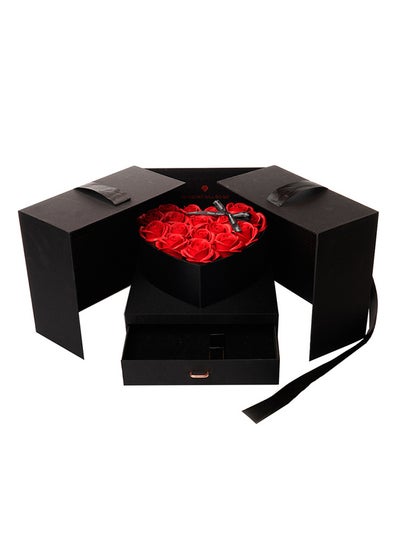 Buy Luxurious Roses Heart Shape Decorative Gift Box Black in UAE