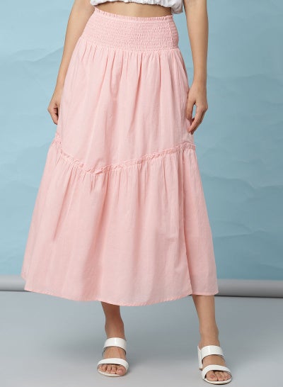 Buy Casual Midi Skirt Pink in UAE
