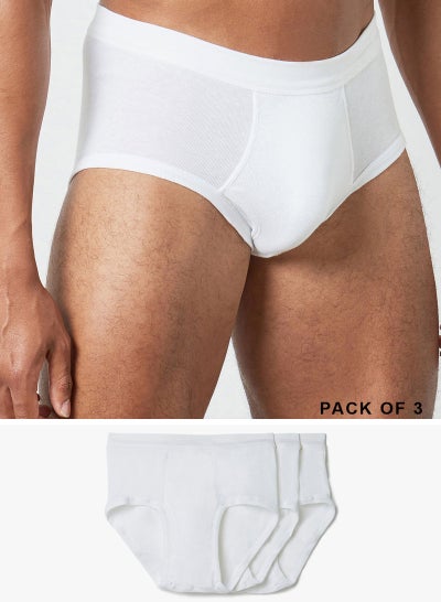 Buy 3-Piece Basic Briefs Set White in UAE