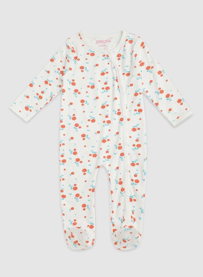 Buy Baby Girls  Round Neck Long Sleeve Sleepsuit Off White in UAE