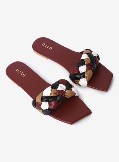 Buy Slip-On Flat Sandals Multicolour in UAE