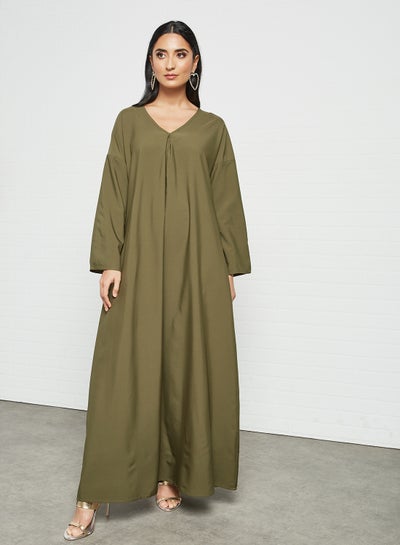 Stylish A-Line Cut Modest Maxi Dress Green price in Saudi Arabia | Noon ...