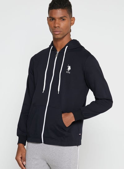 Buy Basic Casual Logo Hoodie Navy in UAE