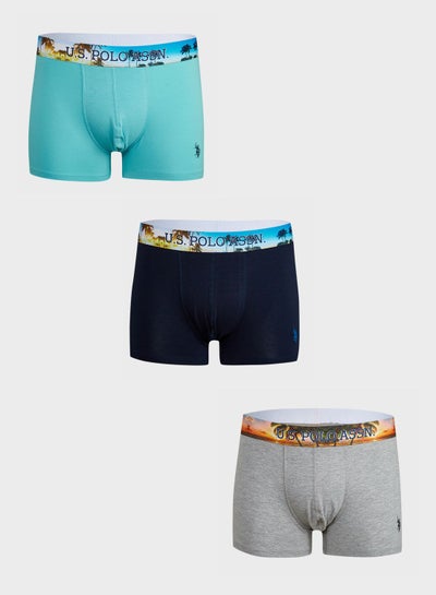 Buy 3 Pack Assorted Logo Band Trunks Multicolour in UAE