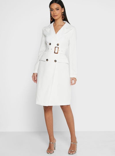 Buy Belted Blazer Dress White in UAE