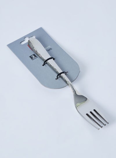 Buy 3-Piece Hammered Table Fork Set Silver 3x(21x1.75x3)cm in Saudi Arabia