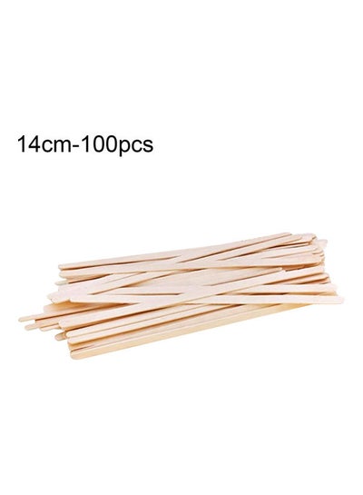 Buy 100-Piece Disposable Wood Coffee Stir Stick Beige 14cm in UAE