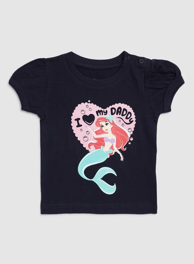 Buy Baby Girls Crew Neck T-Shirt Demin Blue in Saudi Arabia