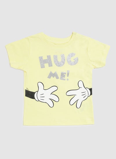 Buy Baby Girls Crew Neck T-Shirt Yellow in Saudi Arabia