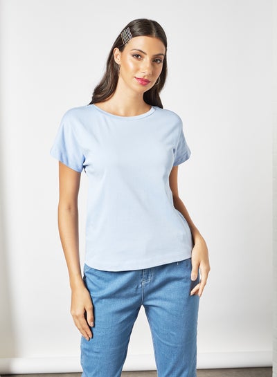 Buy Solid T-Shirt Blue in Saudi Arabia