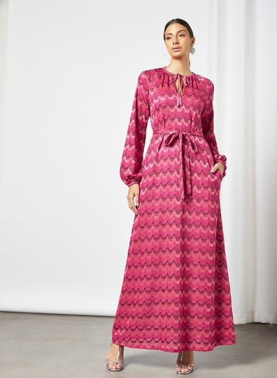 Buy All-Over Print Dress Pink in UAE