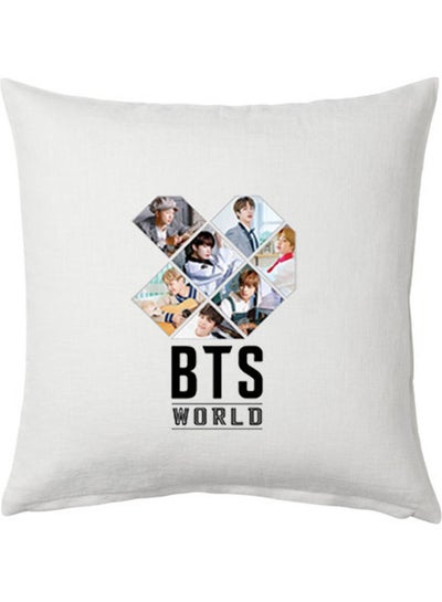 Buy BTS World Printed Cushion Polyester White 40x40cm in UAE