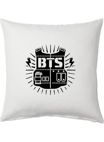 Buy BTS Logo Printed Cushion Polyester White 40x40cm in UAE