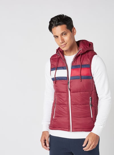 maroon bubble vest