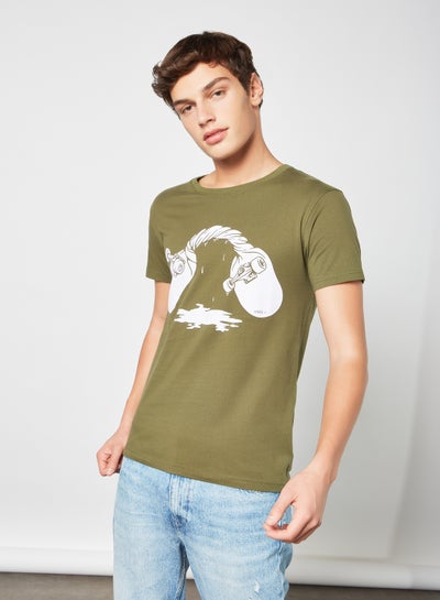 Buy Graphic Print T-Shirt Green in Saudi Arabia