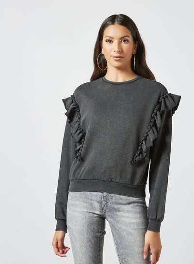 Buy Ruffled Sweatshirt Black in Egypt