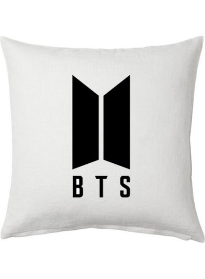 Buy BTS Logo Printed Cushion Polyester White 40x40cm in UAE