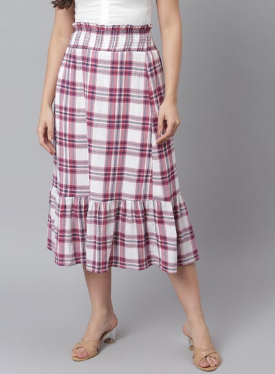 Buy Casual Check Pattern Skirt Multicolour in UAE