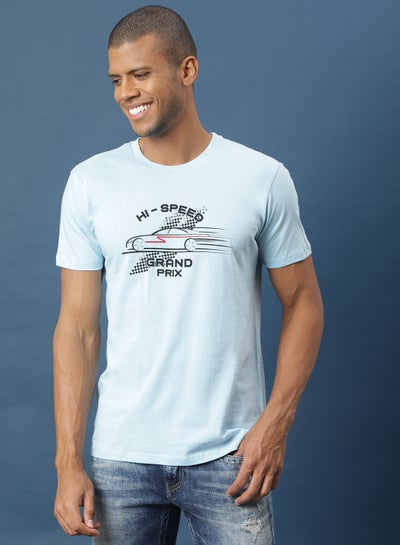 Buy Casual Graphic T-Shirt Sea Blue in UAE