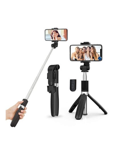 Buy 2 In 1 Bluetooth Remote Control Selfies Stick And Tripod Black in UAE