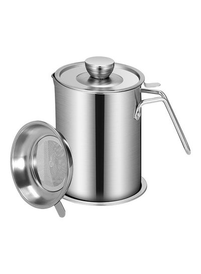 Buy Stainless Steel Grease Strainer And Container Silver 12.2x13.4x11.7cm in UAE