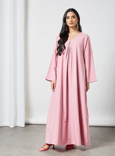 Stylish A-Line Cut Modest Maxi Dress Pink price in Saudi Arabia | Noon ...