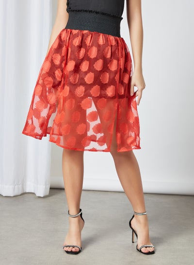 Buy Knee Length Skirt Red in UAE