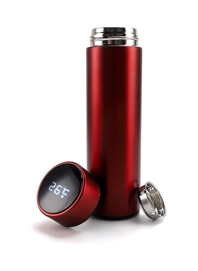 Buy Stainless Steel Vacuum Water Bottle with Smart LCD Touch Screen Red in UAE