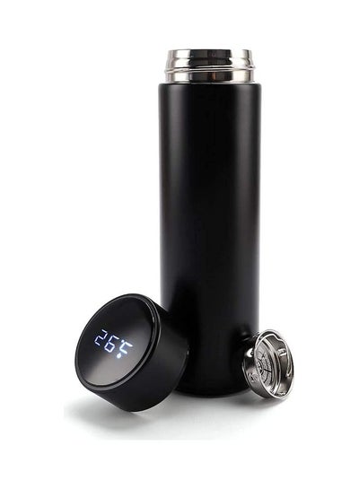 Buy Stainless Steel Vacuum Water Bottle with Smart LCD Touch Screen Black in Egypt