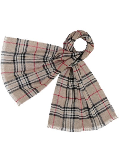 Buy Cashmere Plaid Scarf Multicolour in UAE