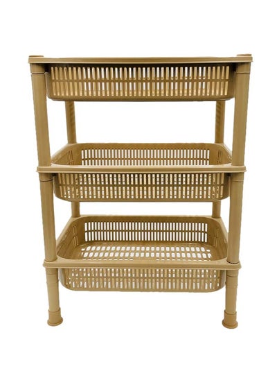 Buy 3-Tier Plastic Storage Rack Beige 60x44x30centimeter in Saudi Arabia