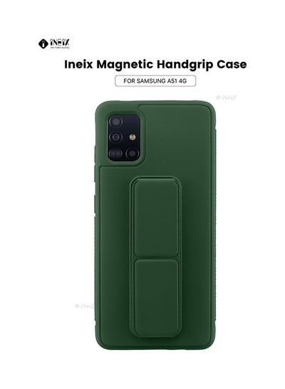 Buy 3-in-1 Magnetic Wrist Strap Hand Grip with Stand Case Cover for Samsung Galaxy A51 4G Green in Saudi Arabia