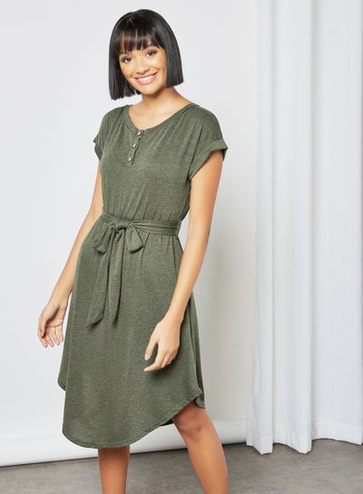 Buy Knit Midi Dress Green in Saudi Arabia