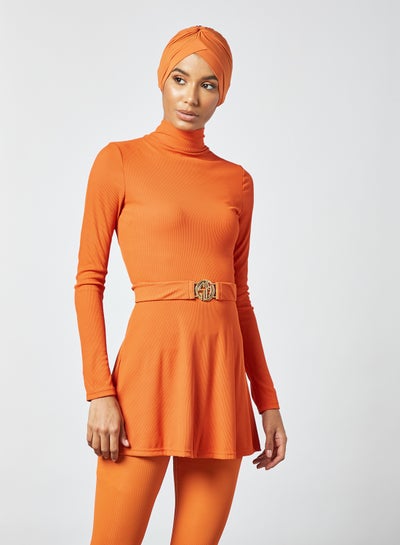 Buy Belted Burkini Top Orange in UAE