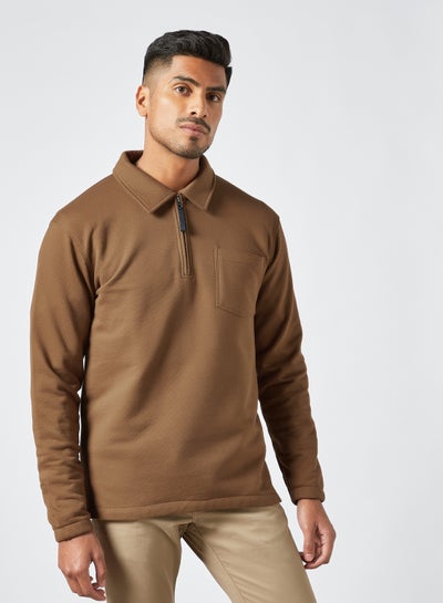 اشتري Half-Zip Sweatshirt Brown في السعودية