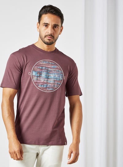 Buy Crew Neck Logo T-Shirt Brown in Saudi Arabia