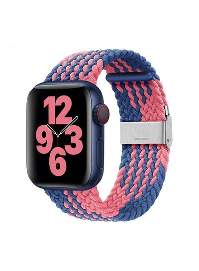 Buy Nylon Solo Loop Strap Compatible with Apple Watch 44/42mm SE /Series 7/6/5/4/3/2/1 Blue/Pink in UAE