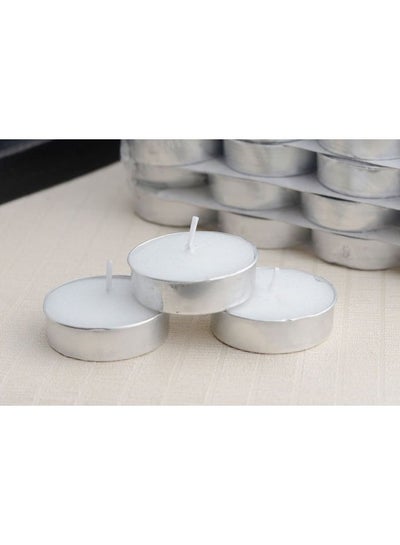 Buy 100-Piece Unscented Wax Tealight Candles White 3.7x1.2cm in UAE