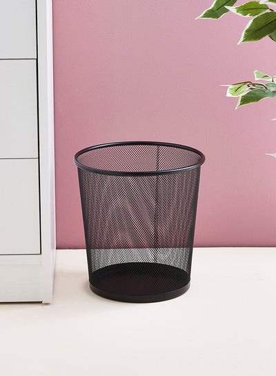 Buy Round Recycling Open Top Mesh Trash Can Waste Basket Without Lid For Home, Office, College, Kitchen, Bathroom Black 26.5x28.5cm in Saudi Arabia