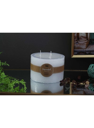 اشتري Unscented Candle Pillar أبيض 15x10x15سم في الامارات